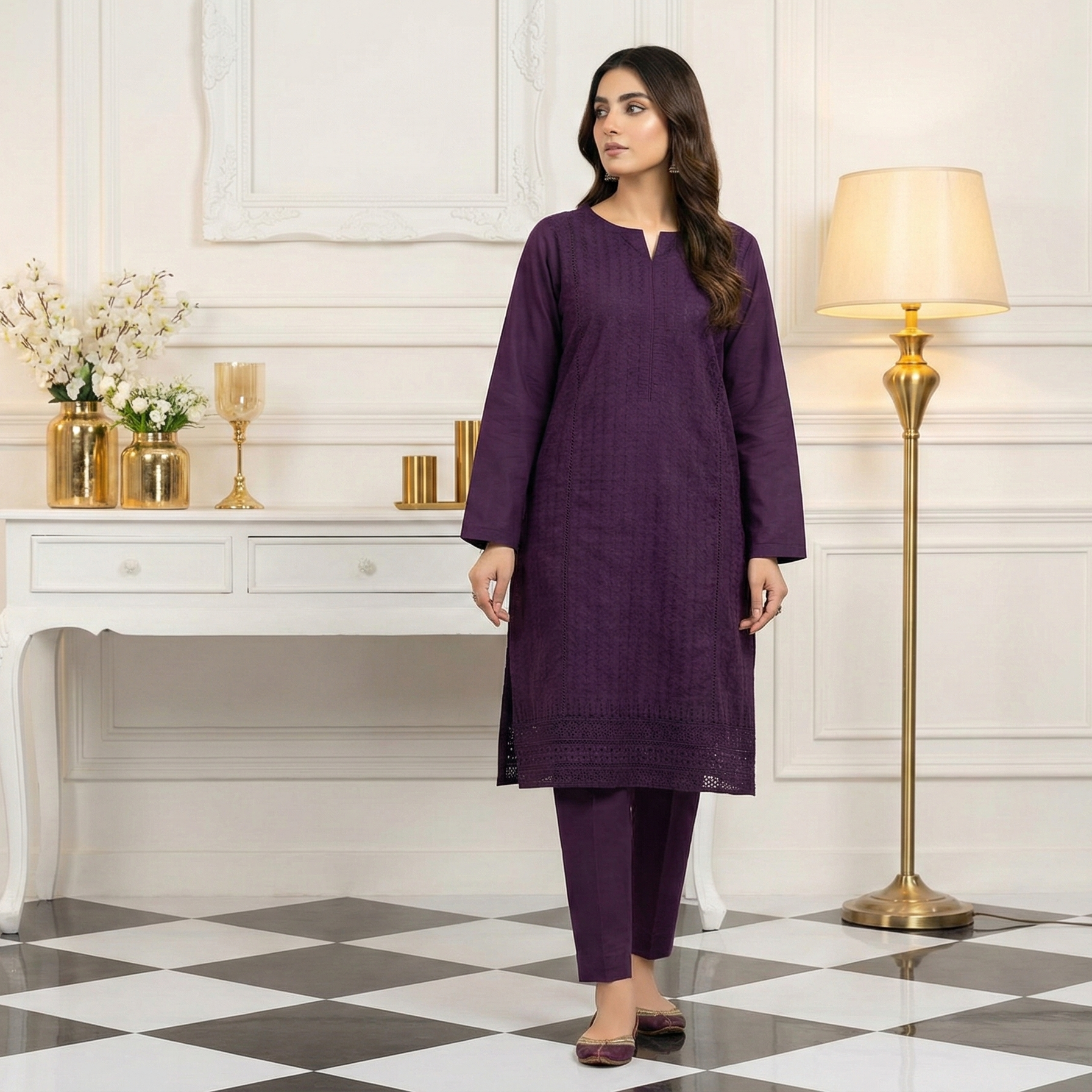MAHOOR – 2-Piece Embroidered Cambric suit