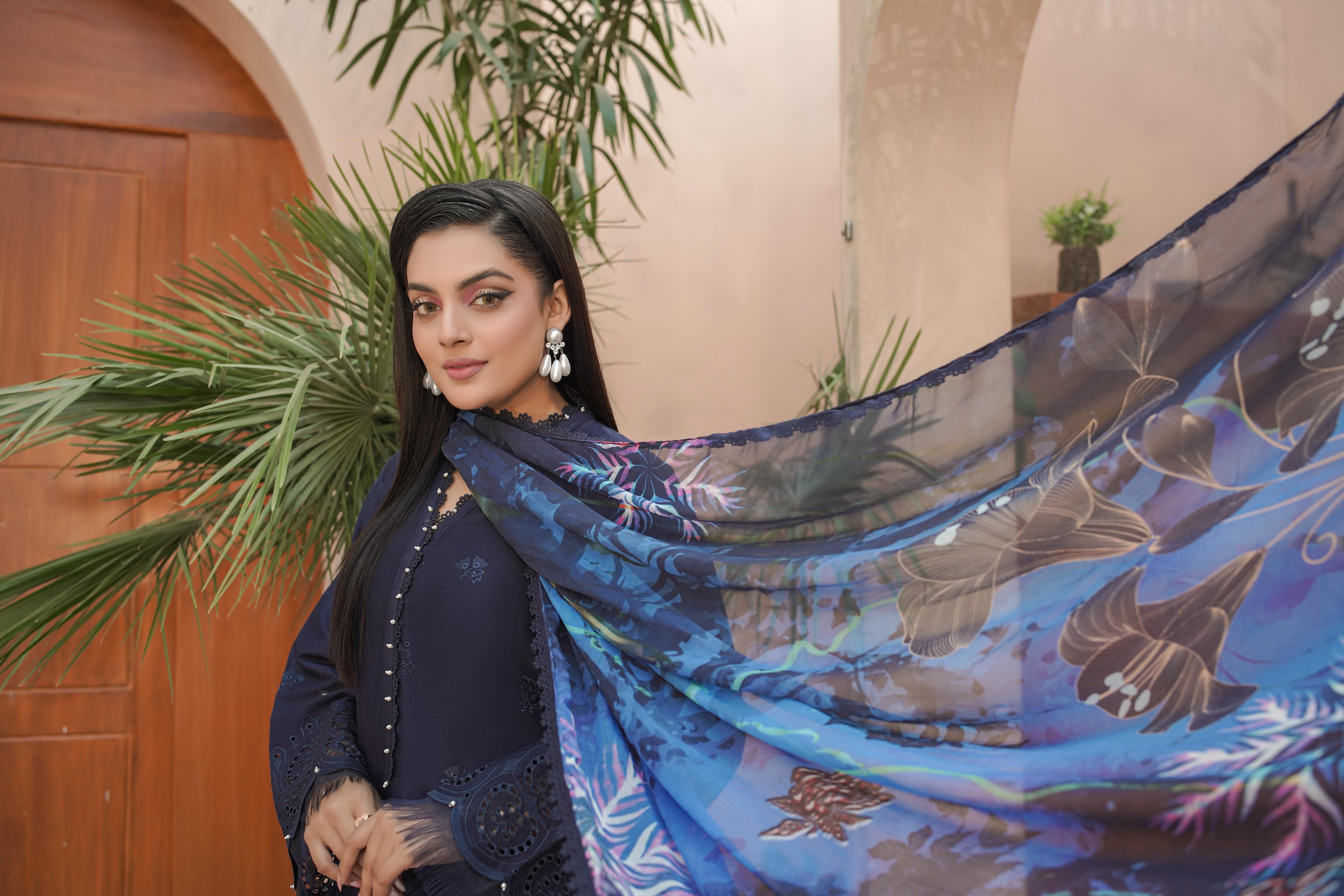 MAHOOR - Lawn 3 Piece Suit Sapphire Blue