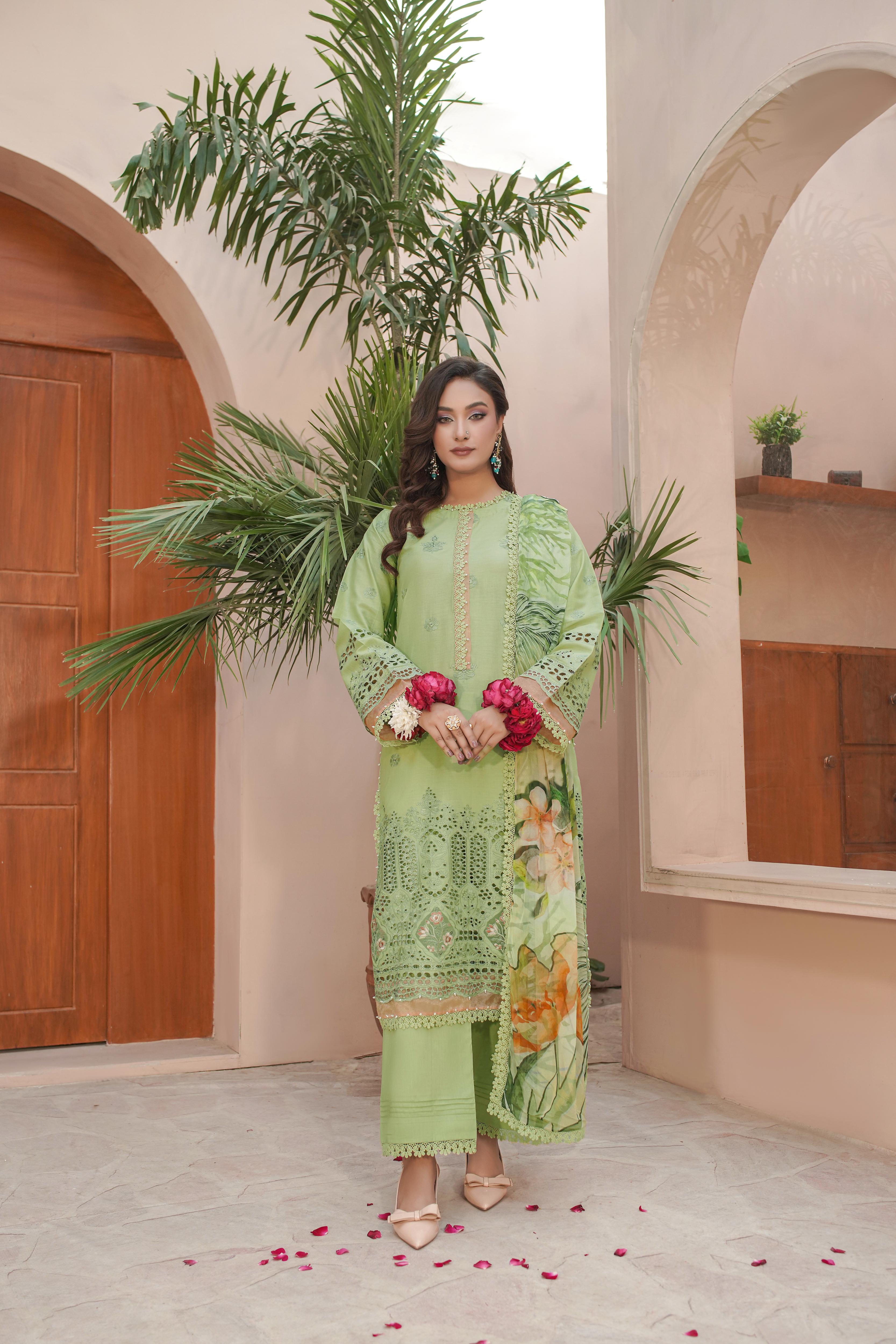 MAHOOR - Lawn 3 Piece Suit Pistachio Green