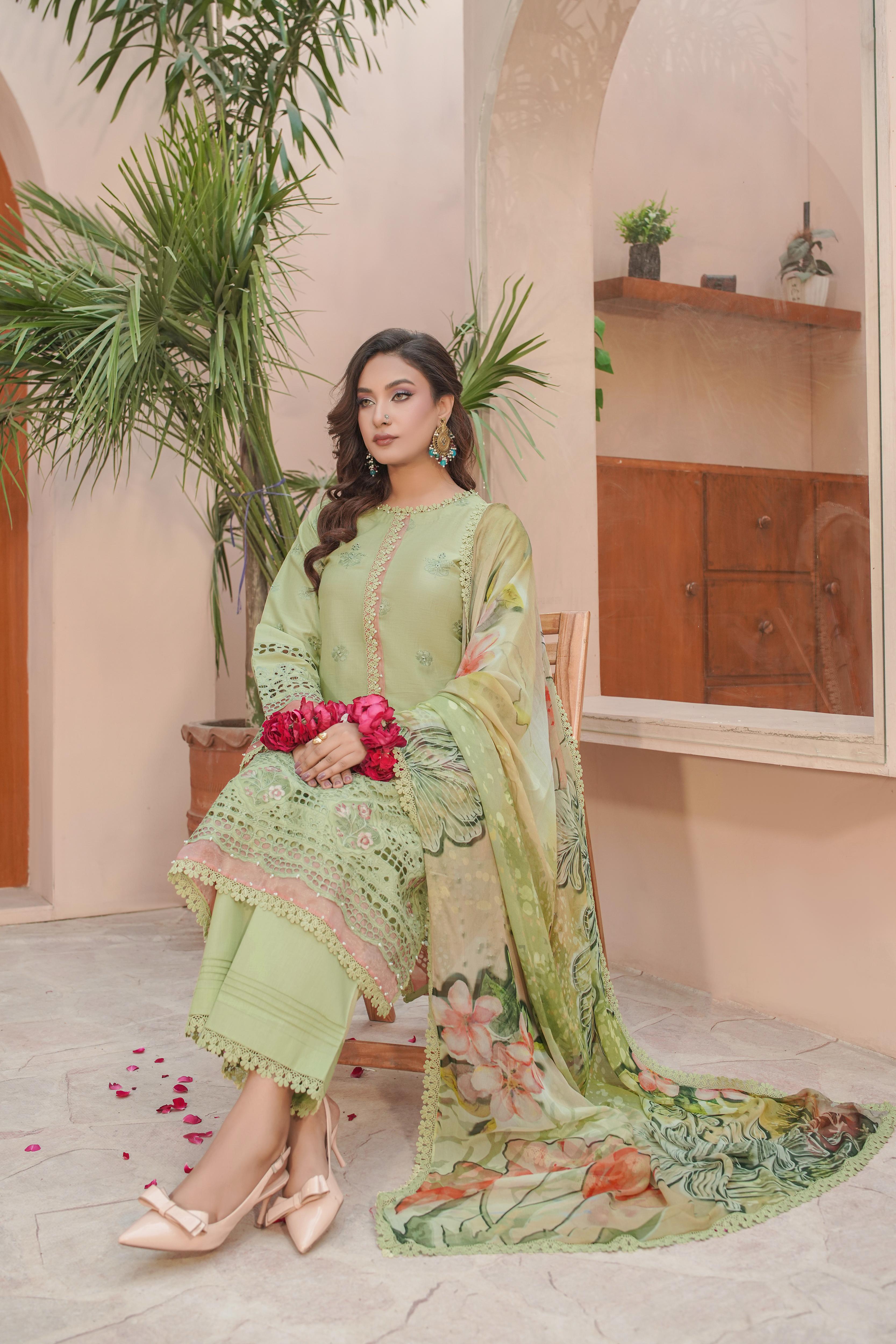 MAHOOR - Lawn 3 Piece Suit Pistachio Green