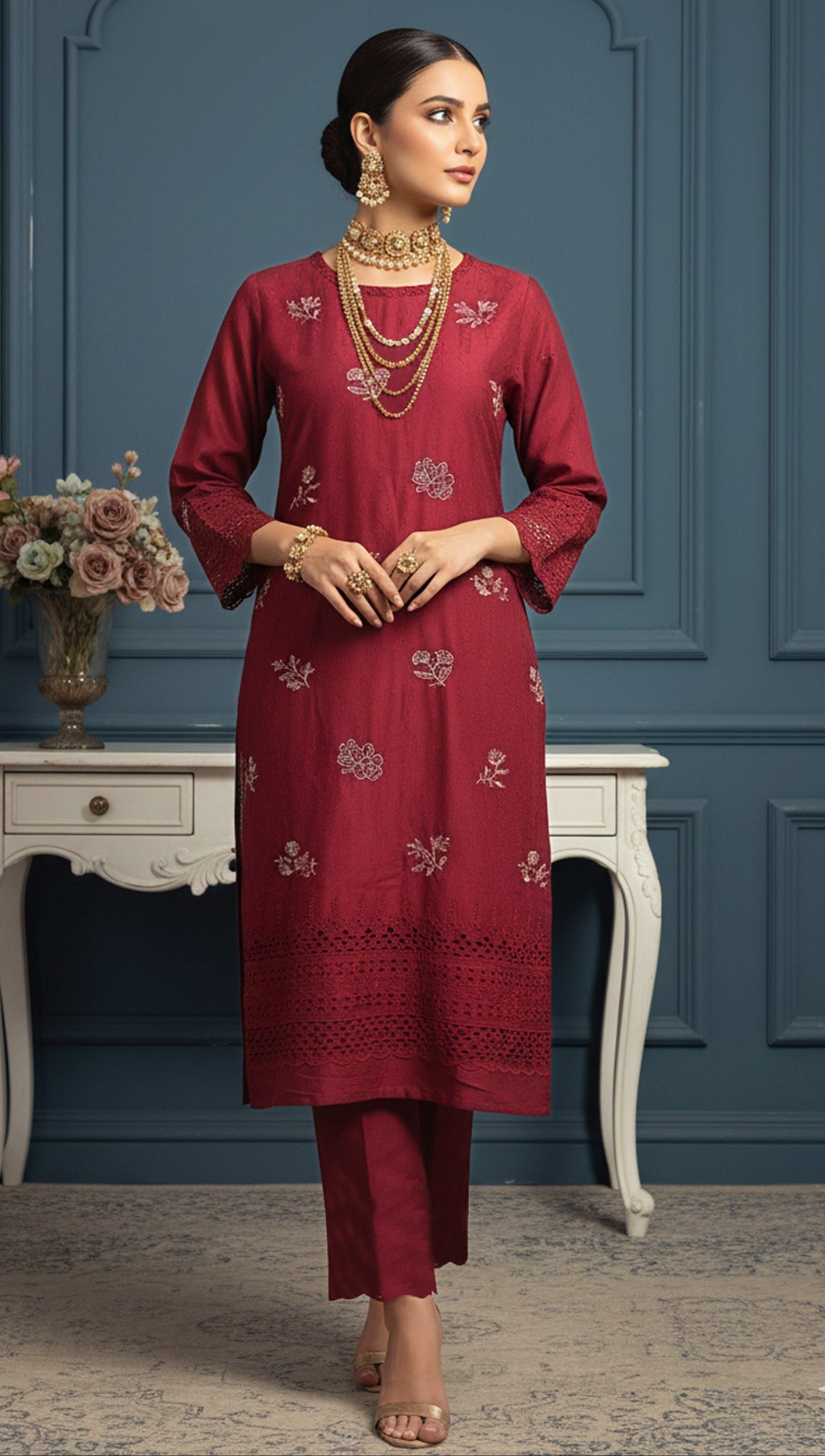 MAHOOR – 2-Piece Cambric Chikankari Suit