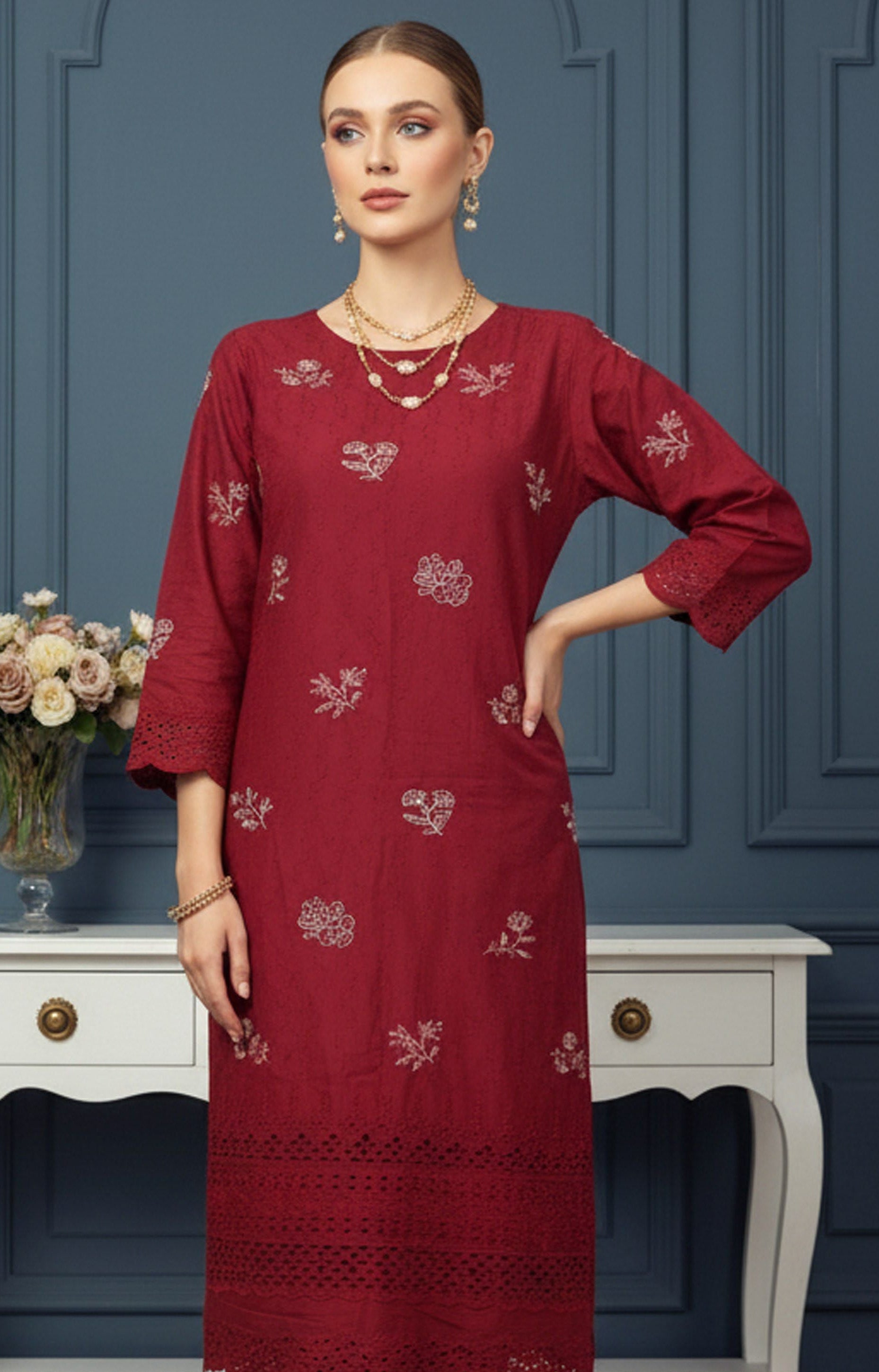 MAHOOR – 2-Piece Cambric Chikankari Suit
