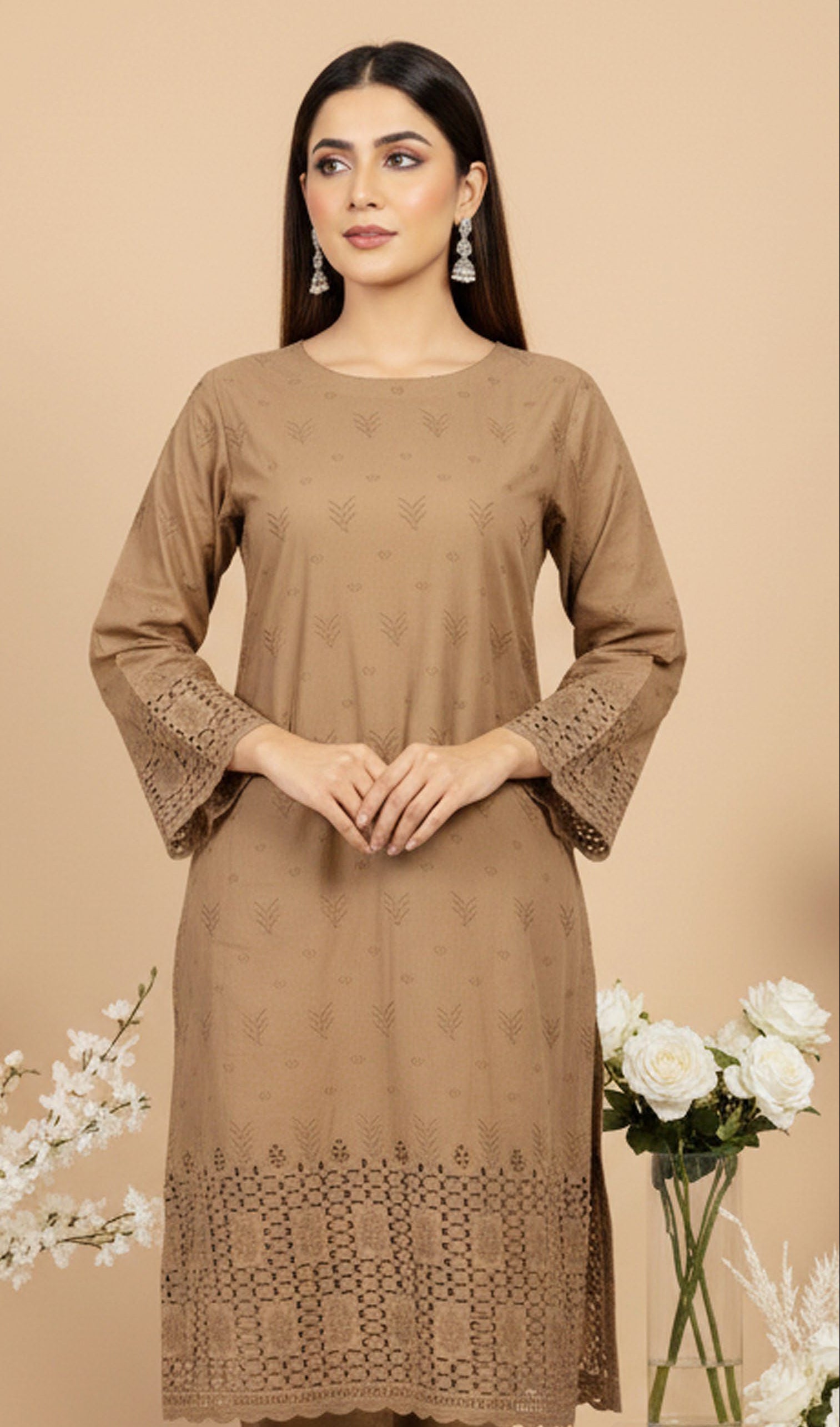 MAHOOR – 2-Piece Cambric Lazercut Embroided  Suit