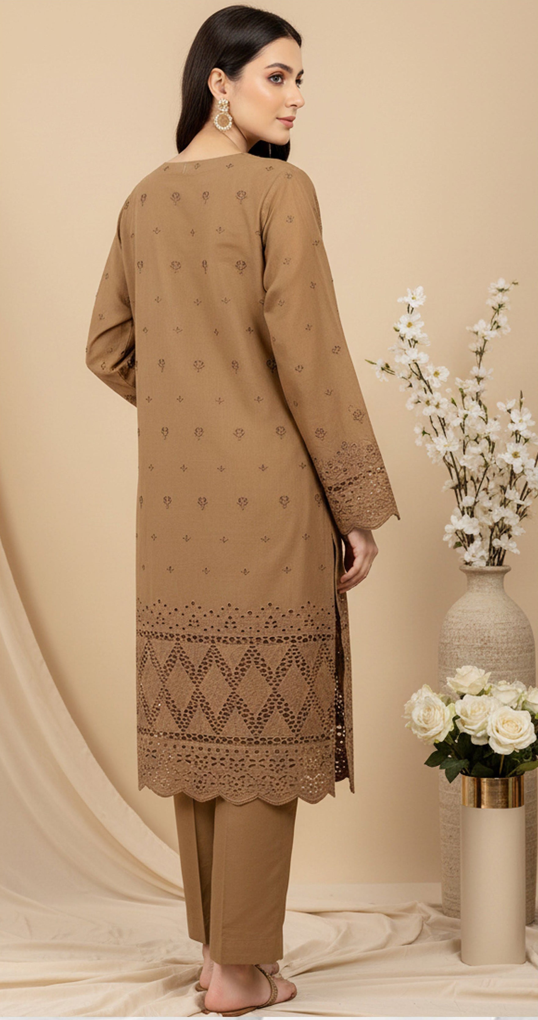 MAHOOR – 2-Piece Cambric Lazercut Embroided  Suit
