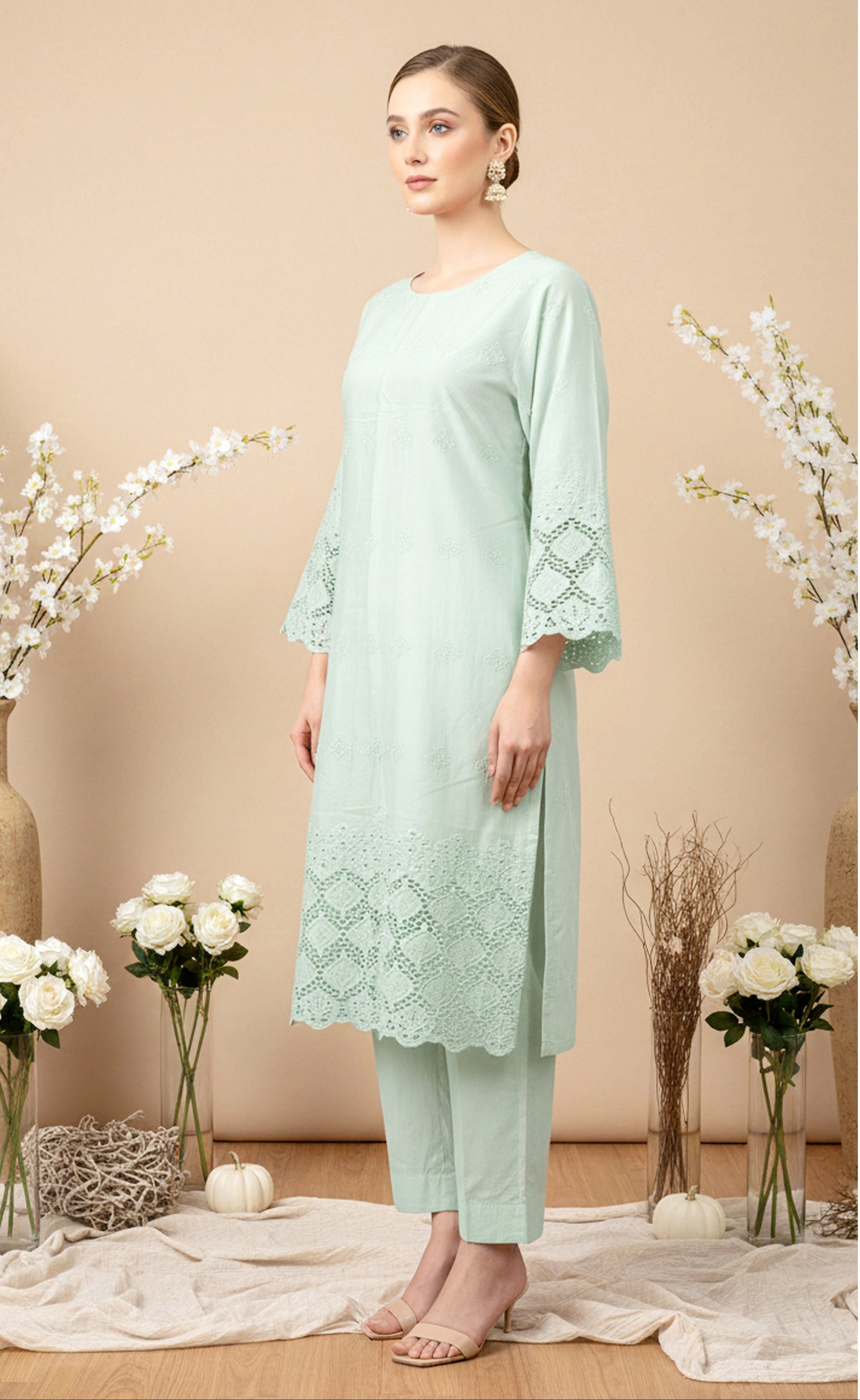 MAHOOR – 2-Piece Lazercut Embroided  Suit