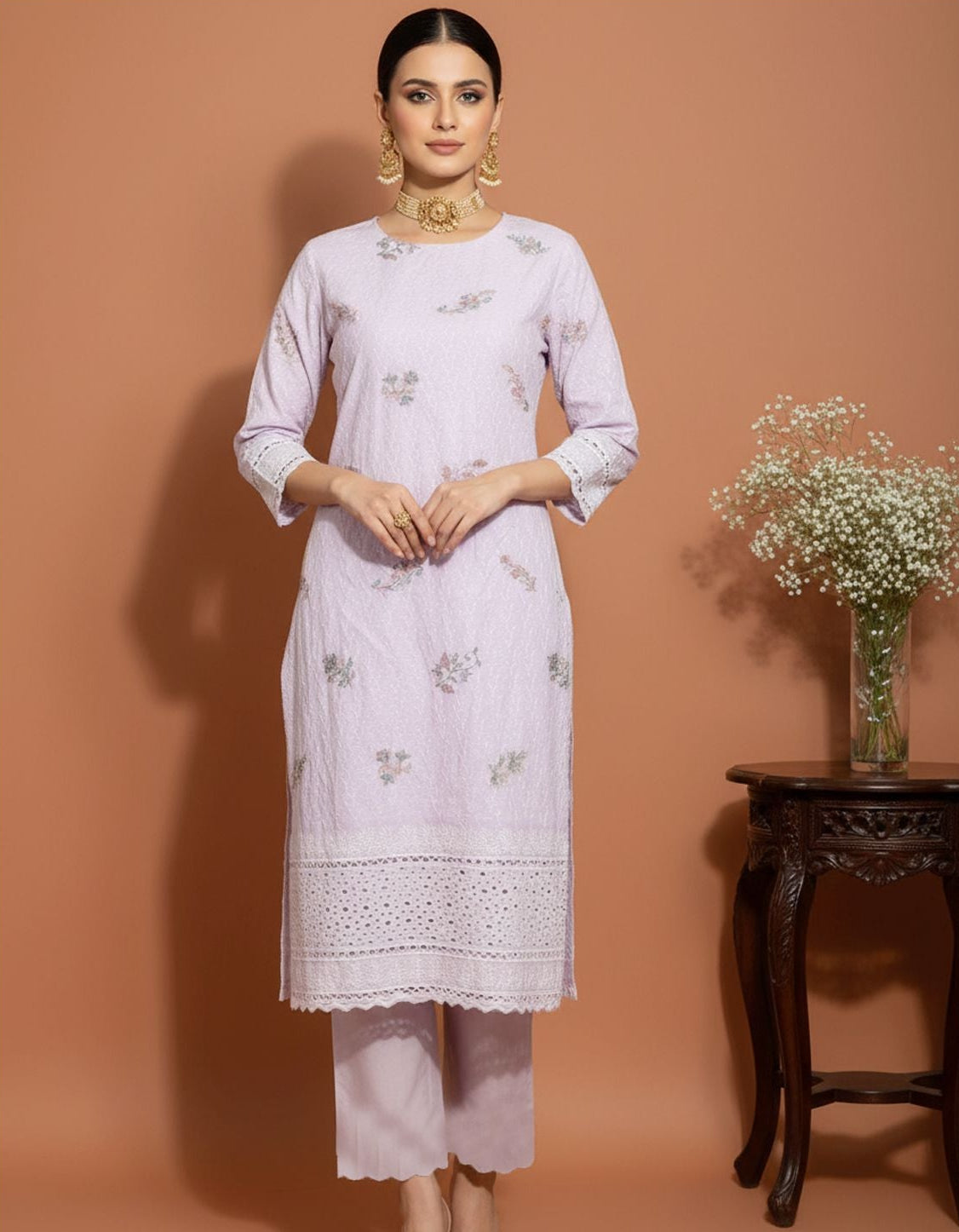 MAHOOR – 2-Piece Cambric Chikankari Suit
