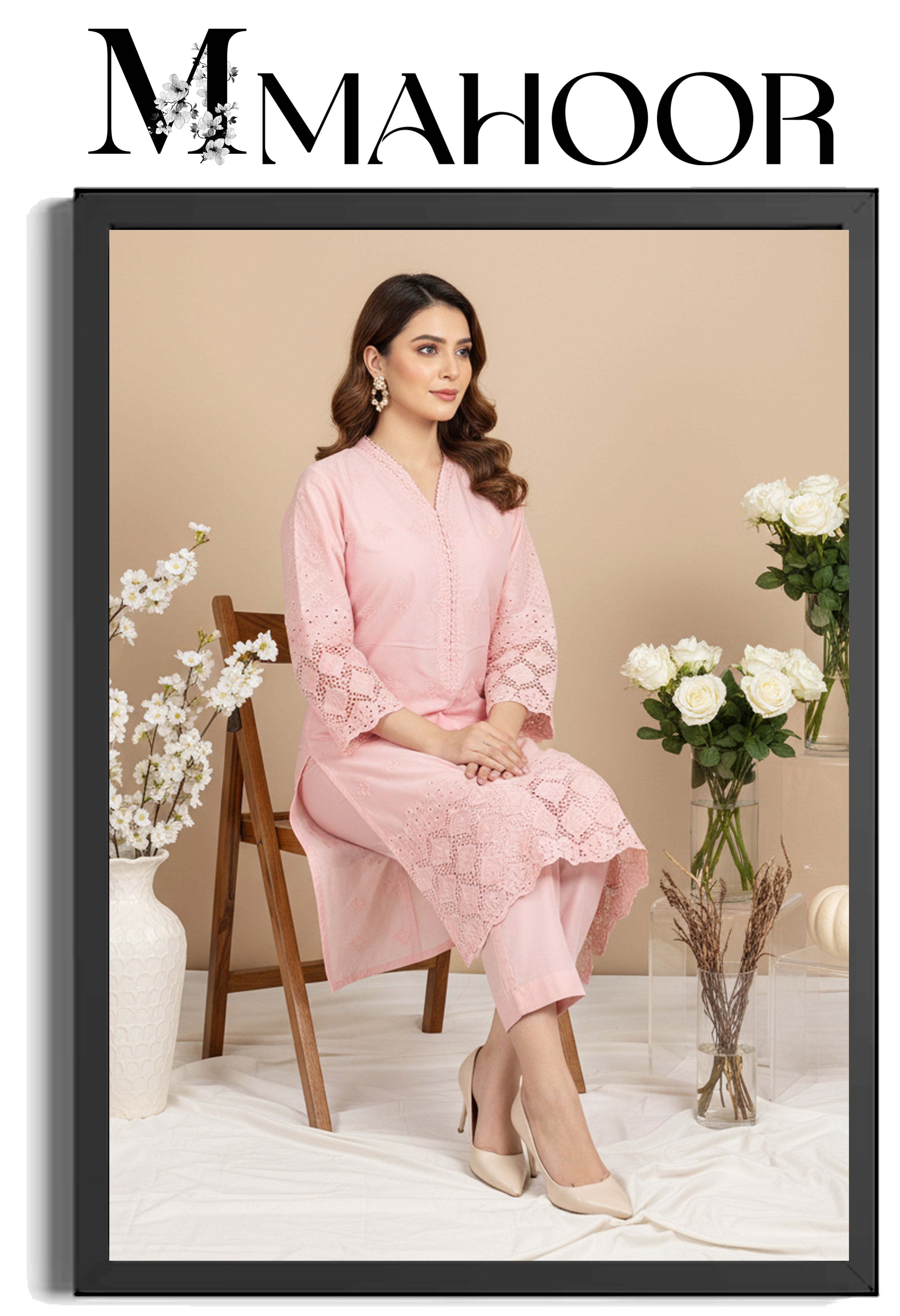 MAHOOR – 2-Piece Cambric Lazercut Embroided  Suit