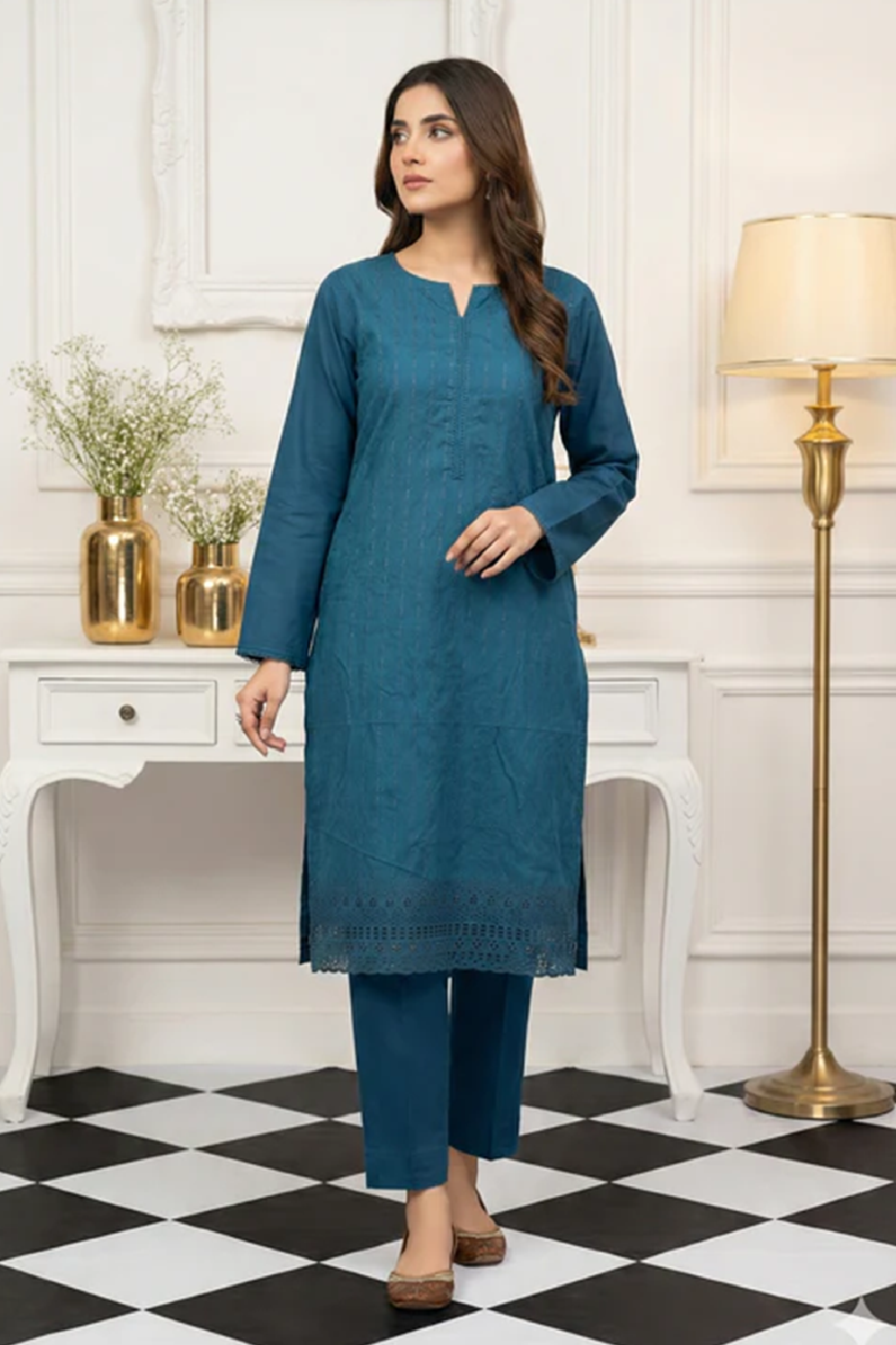 MAHOOR – 2-Piece Embroidered Cambric suit
