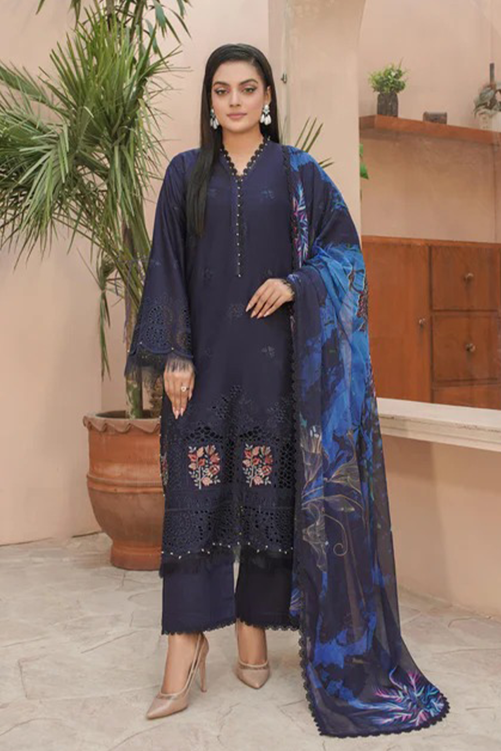MAHOOR - Lawn 3 Piece Suit Sapphire Blue