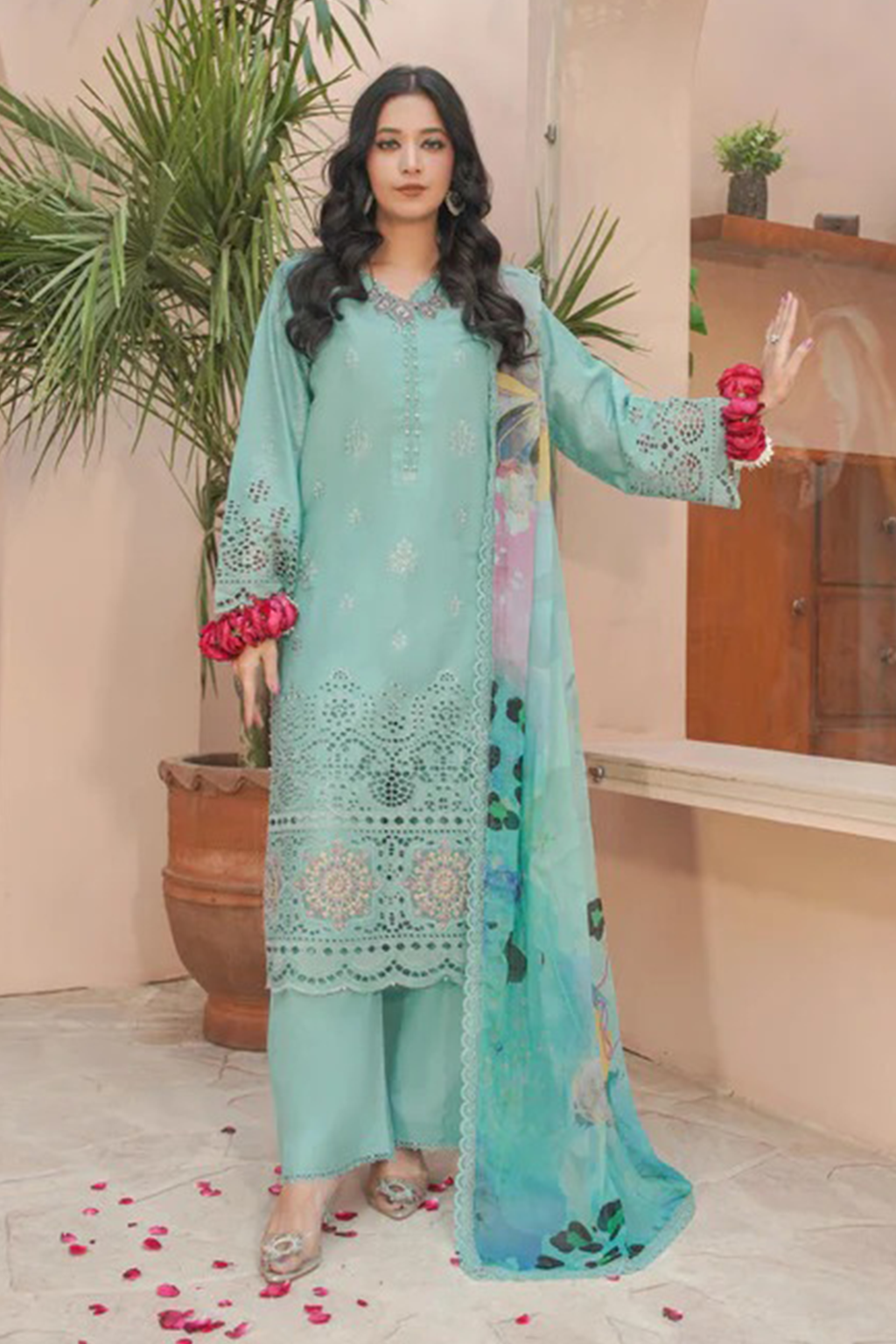 MAHOOR - Lawn 3 Piece Suit Aqua Mint