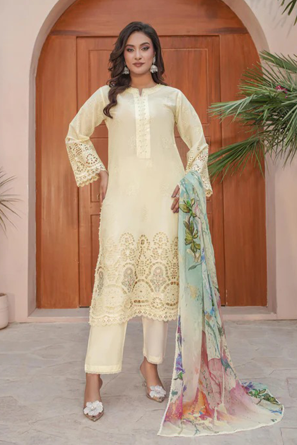 MAHOOR - Lawn 3 Piece Suit Soft Yellow