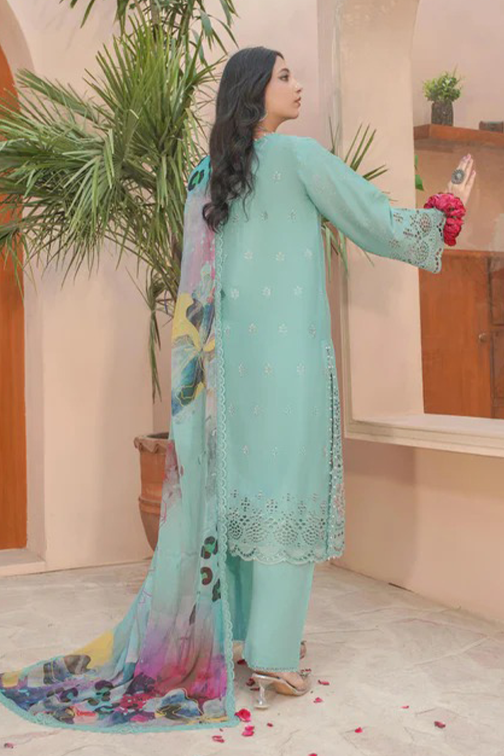 MAHOOR - Lawn 3 Piece Suit Aqua Mint