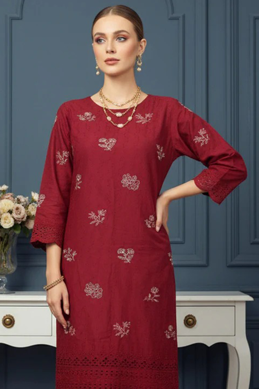 MAHOOR – 2-Piece Cambric Chikankari Suit