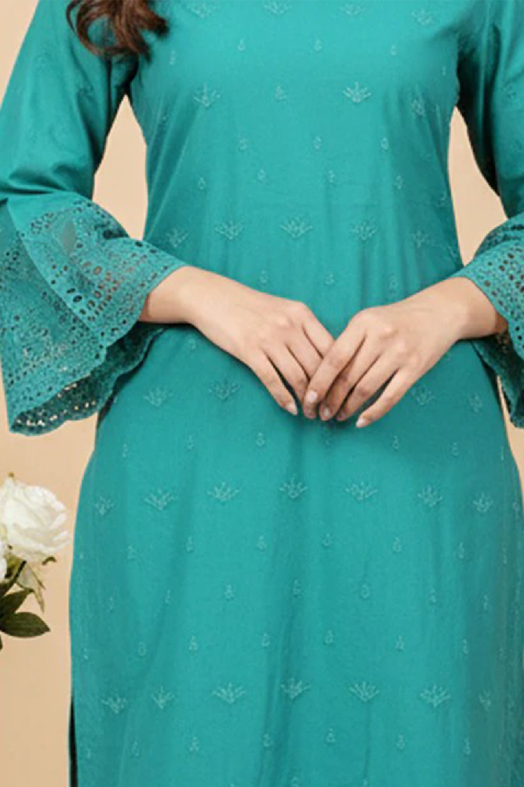 MAHOOR – 2-Piece Cambric Lazercut Embroided Suit