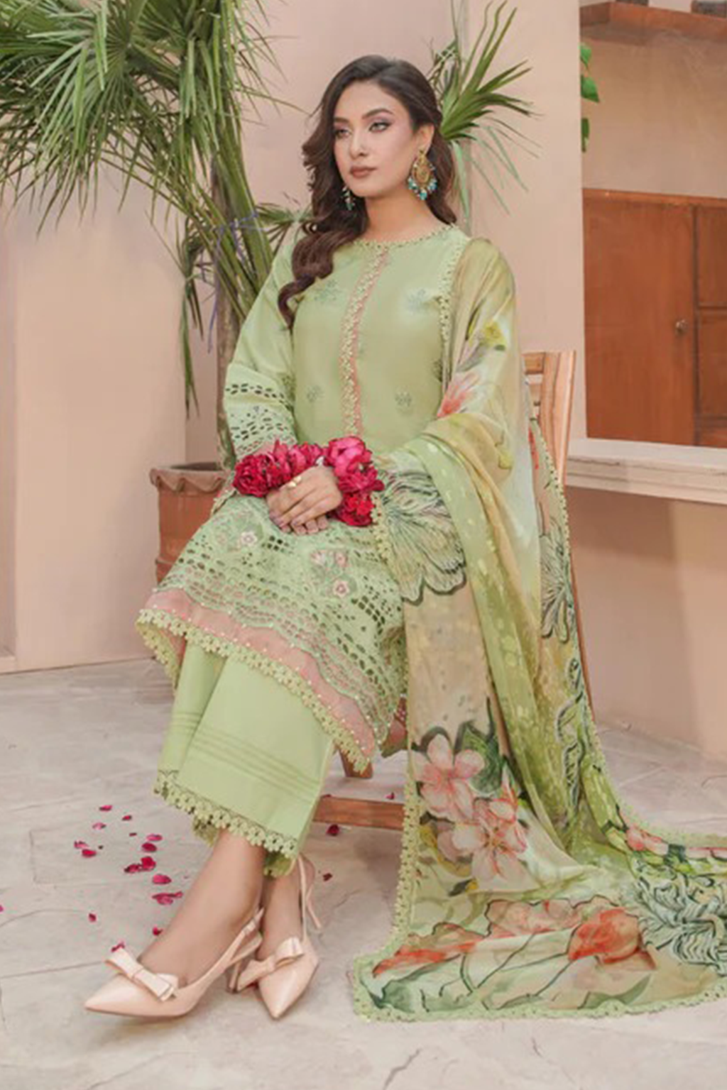 MAHOOR - Lawn 3 Piece Suit Pistachio Green