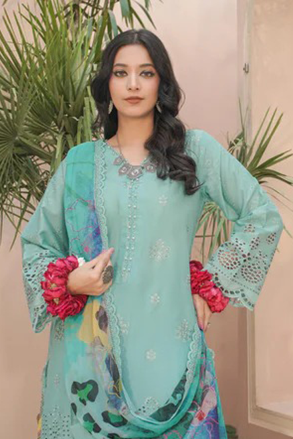 MAHOOR - Lawn 3 Piece Suit Aqua Mint