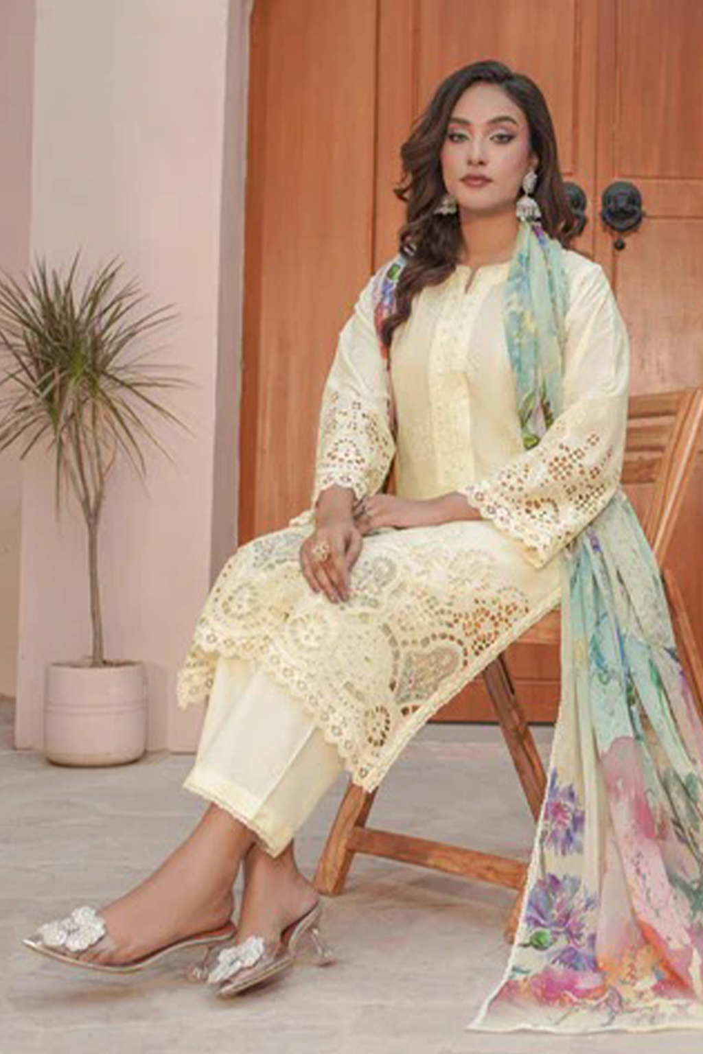 MAHOOR - Lawn 3 Piece Suit Soft Yellow
